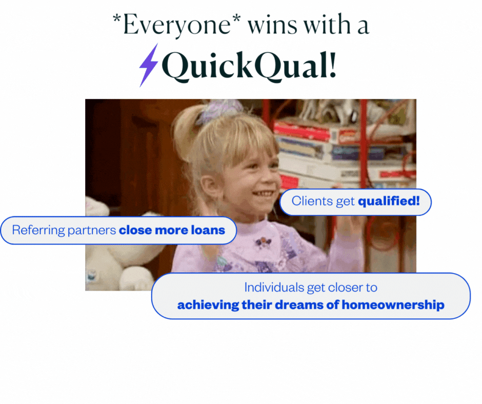 Michelle from Full House does a little dance in a GIF because she submitted a QuickQual!